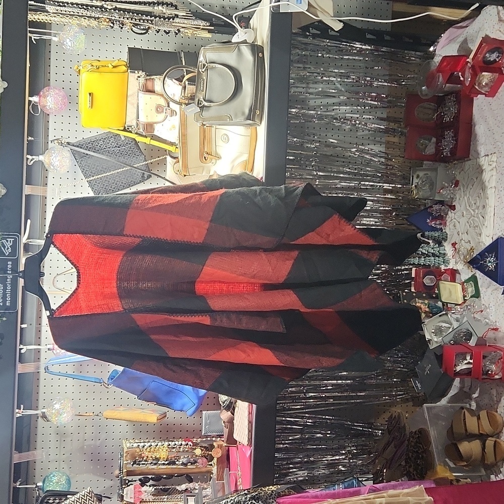 Eddie Bauer Red and Black Winter Shawl One Size